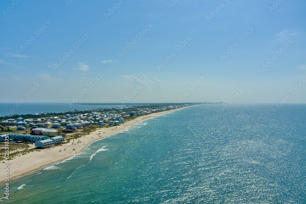 Aerial view of beach houses at Fort Morgan, Alabama