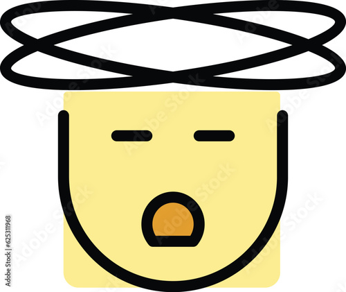 Dizziness feeling icon outline vector. Dizzy head. Confused headache color flat