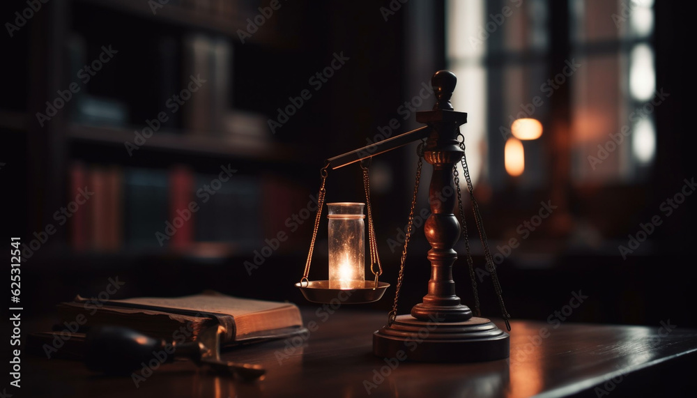 Antique law books illuminate wisdom of legal system and Christianity generated by AI Antique law books illuminate wisdom of legal system and Christianity generated by AI