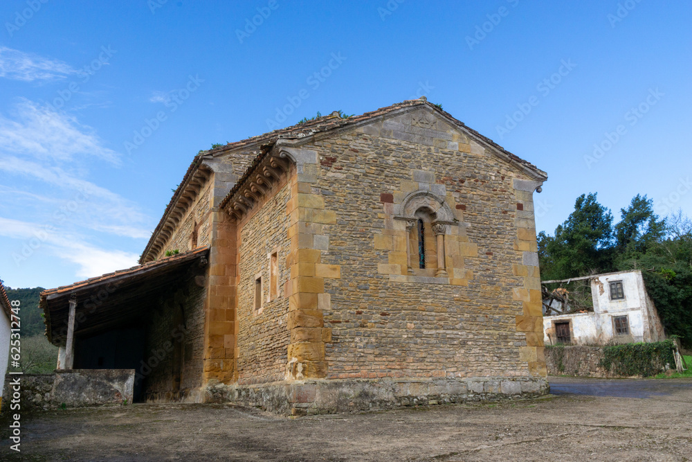 Romanesque church of San Andrés de Valdebárcena (12th century). Asturias, Spain.