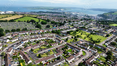 Aerial Photo of Residential homes in Larne Co Antrim in Northern Ireland