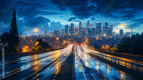light trails and city lights on a highway sybolic for speed and change