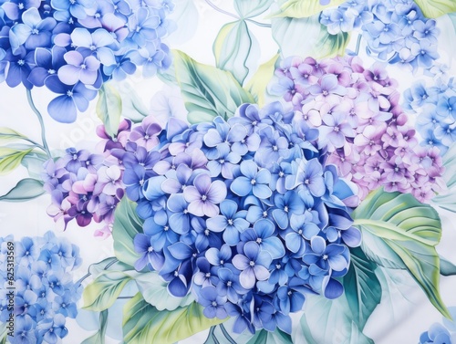 Wallpaper Mural A painting of a bunch of blue flowers. Generative AI. Blue and purple hydrangea flowers. Torontodigital.ca