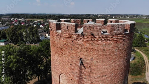 History and architecture concept. Top view of the Kamenetskaya Vezha. Belarus photo