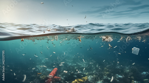 plastic waste in the sea