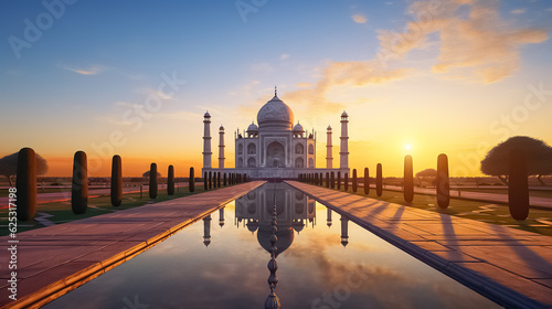 India landmark travel concept. The beautiful Taj Mahal