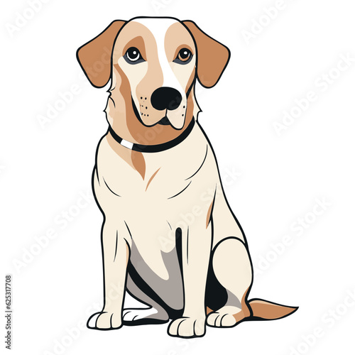 Labrador dog isolated on white background. Flat Vector illustration