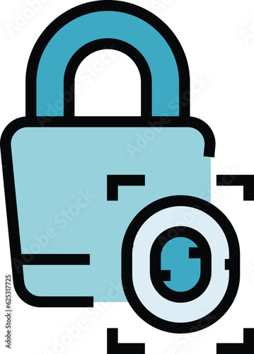 Digital lock icon outline vector. Privacy data. Personal identification color flat