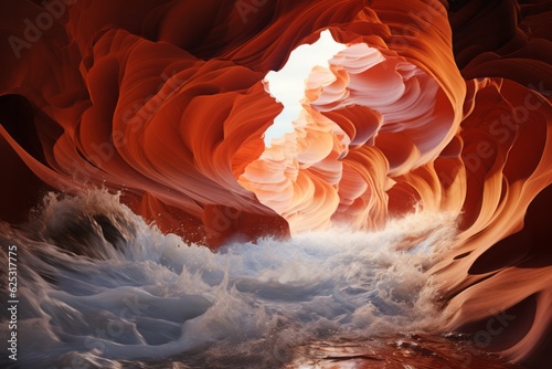 Antelope Canyon Showing water in eroded wavy cliffs Canyon, Page, Arizona, USA, generative AI.