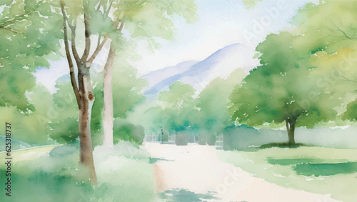 水彩で描いた自然の風景画 Generative AI