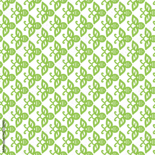 Green Bees Seamless Pattern on White Background 