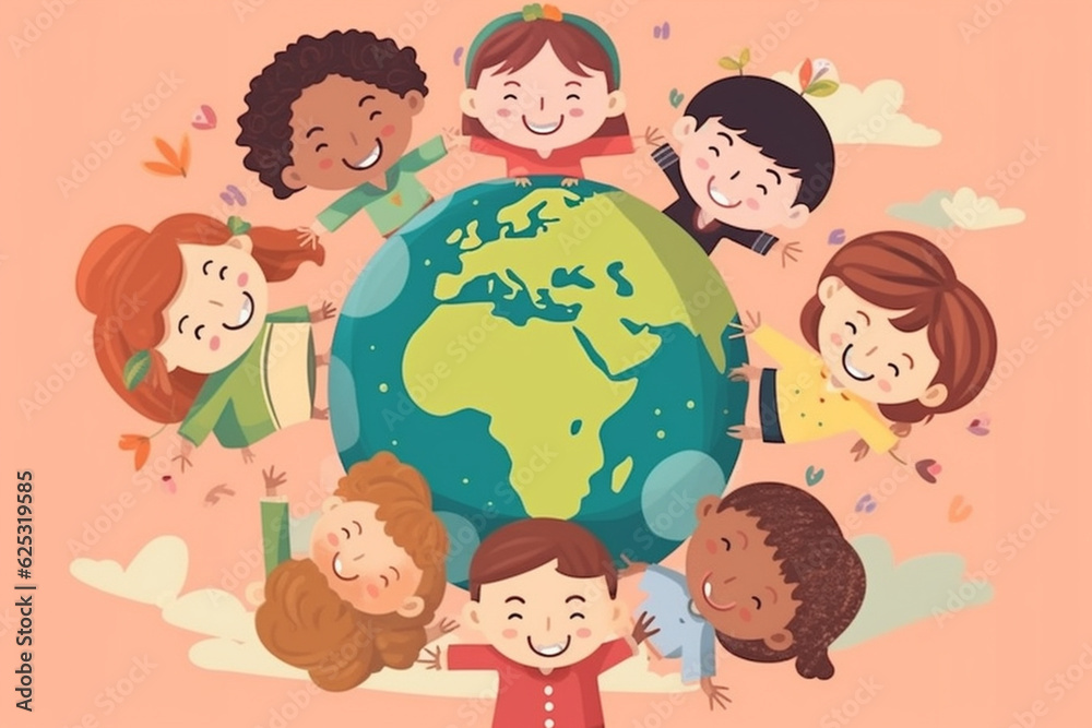 Children around the earth high Generative AI Children around the earth high Generative AI