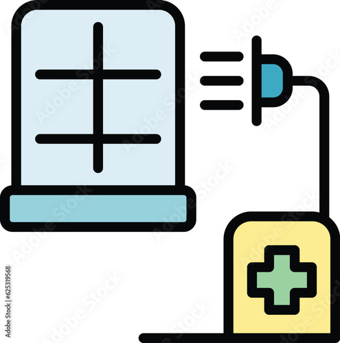 Chemical disinfection icon outline vector. Spray disinfect. Cleaning control color flat