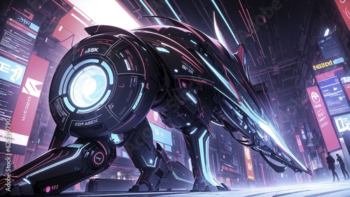 3 d illustration of futuristic sci - fi fi futuristic background with alien robot