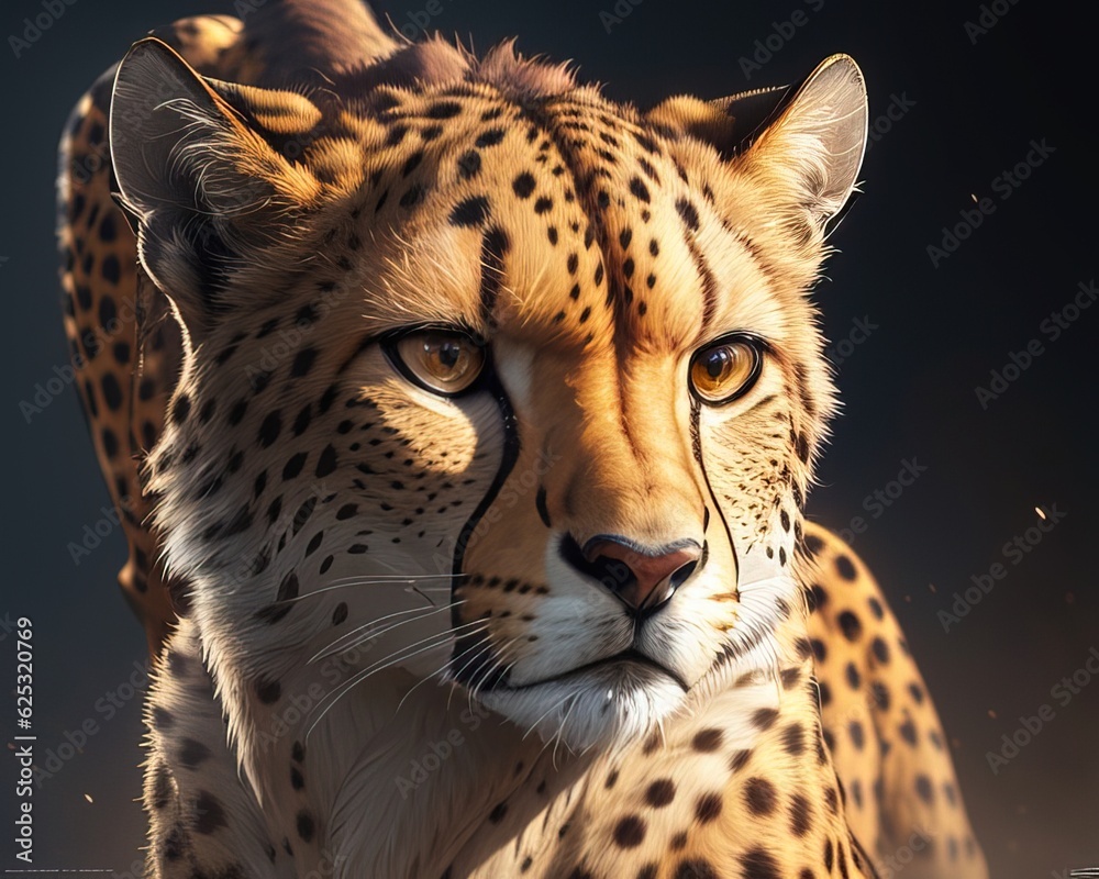 3 d render of a big leopard