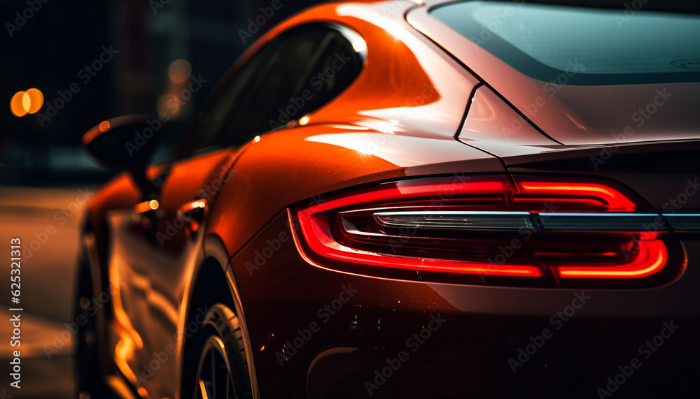 Vibrant cityscape with abstract curves, glowing headlights, and modern elegance generated by AI