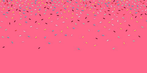 Colorful sprinkles banner background, colorful falling decorative sprinkles background