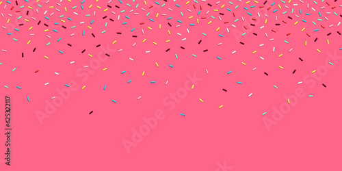 Fototapeta Colorful sprinkles banner background, colorful falling decorative sprinkles back