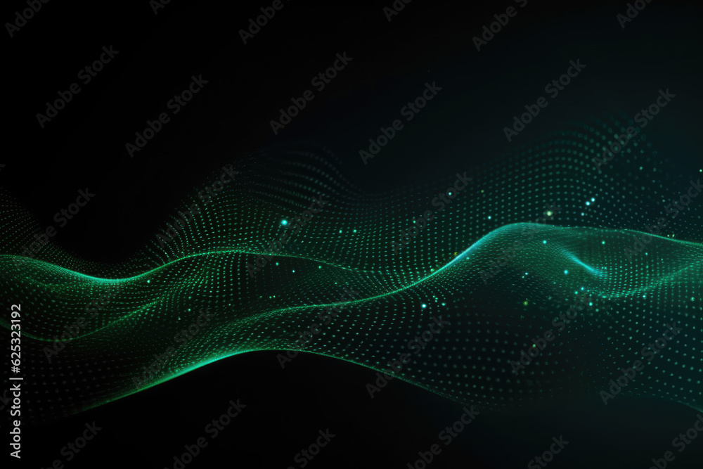 Abstract technology flow background. Futuristic green dots background with a dynamic wave. Abstract technology flow background. Futuristic green dots background with a dynamic wave.
