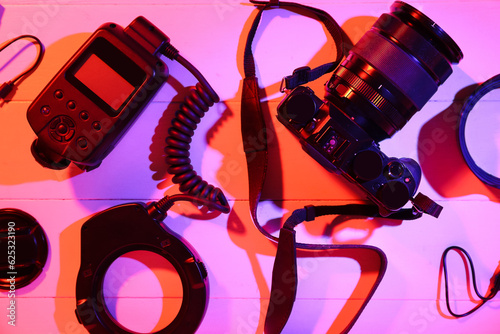 Set of modern photo equipme...