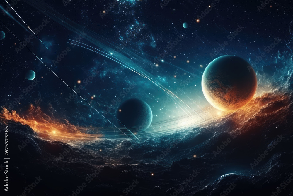 Obraz premium Abstract planets and space background 