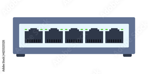 Network Switch Vector Illustration. LAN router isolated background. Ethernet ports Local area connector for scheme, structure, plan, poster