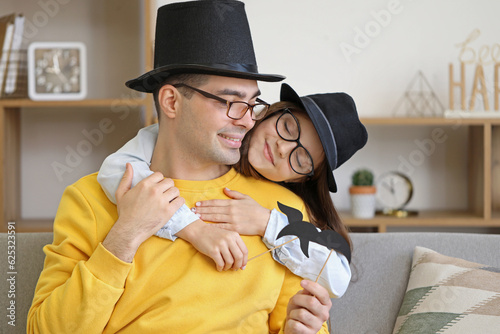 Portrait of father and his ...