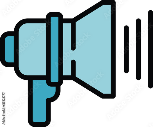 Fraud megaphone icon outline vector. Stop secure. Cyber key color flat
