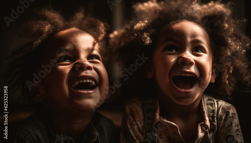 Cheerful children enjoying fun and laughter indoors with friendship and togetherness generated by AI