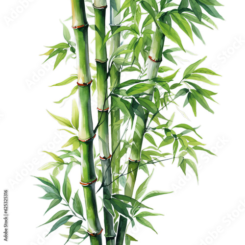 A vibrant bamboo tree painting with lush green leaves