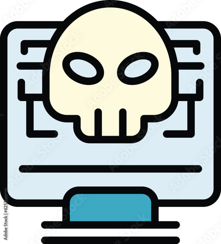 Hacker pc icon outline vector. Secure fraud. System lock color flat