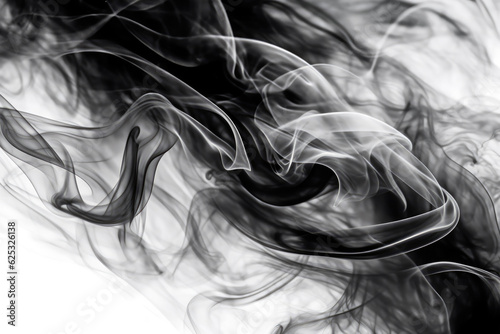 Abstract black and white smoke blot. Wave horizontal contrast copy space background.