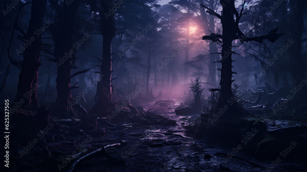 Gloomy Gothic forest in Gothic style. High quality photo