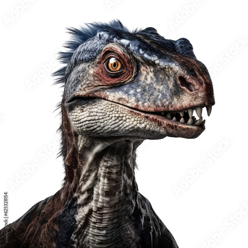 a dinosaur's face in a close-up view against a white background