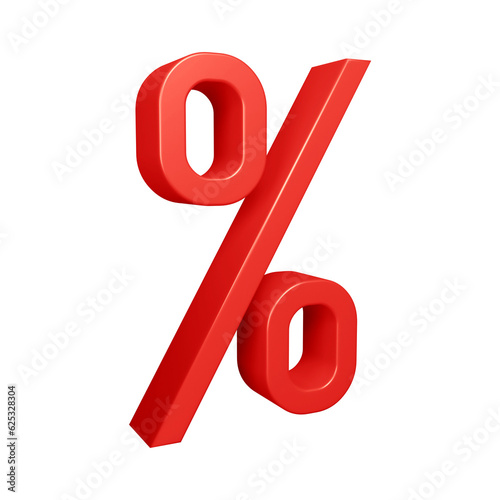 3D red percent symbol or icon design