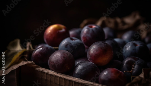 Wallpaper Mural Ripe grape bunches in rustic wicker basket, a winery harvest generated by AI Torontodigital.ca