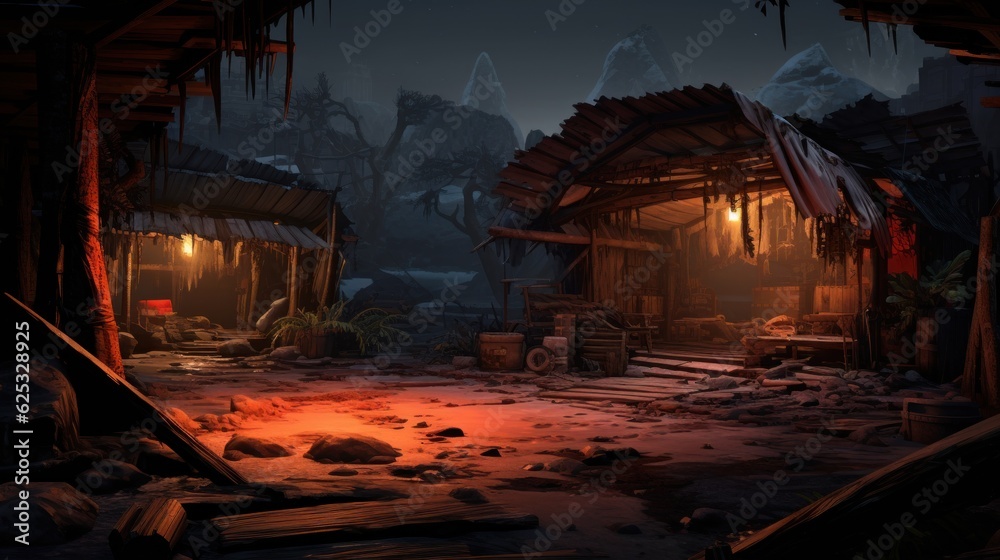 A climatic place with survival theme game art A climatic place with survival theme game art