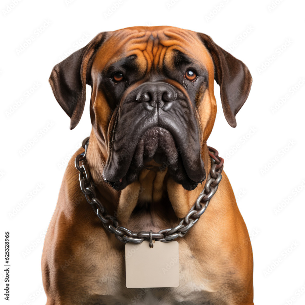 a chained brown dog