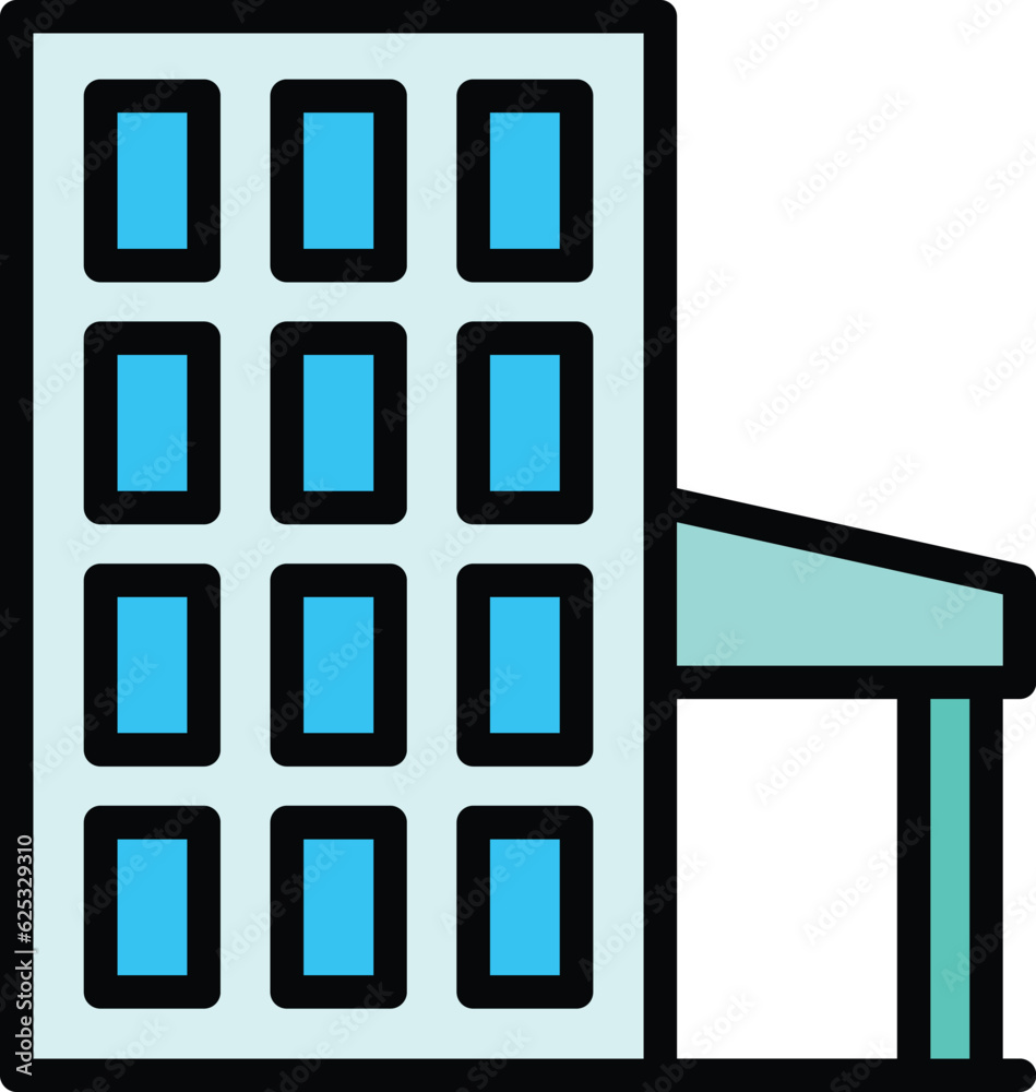 Multistory street icon outline vector. City block. Floor style color flat Multistory street icon outline vector. City block. Floor style color flat