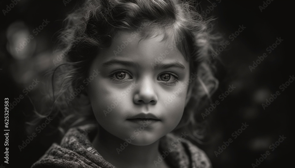 Smiling girl in nature, innocence and beauty captured in portrait generated by AI Smiling girl in nature, innocence and beauty captured in portrait generated by AI
