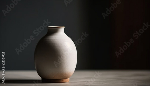 Antique pottery jug on wooden table, a rustic still life generated by AI