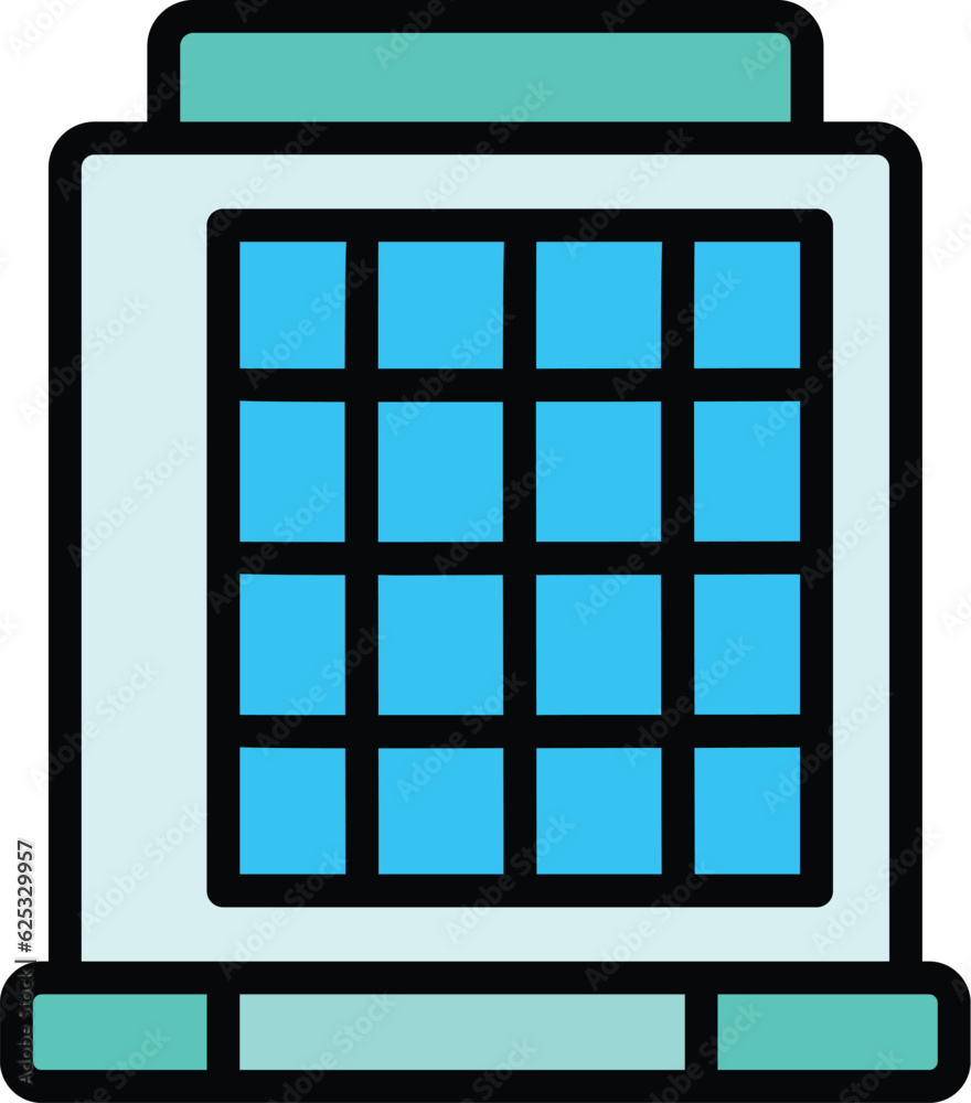 Front multistory icon outline vector. City block. Industry building color flat Front multistory icon outline vector. City block. Industry building color flat