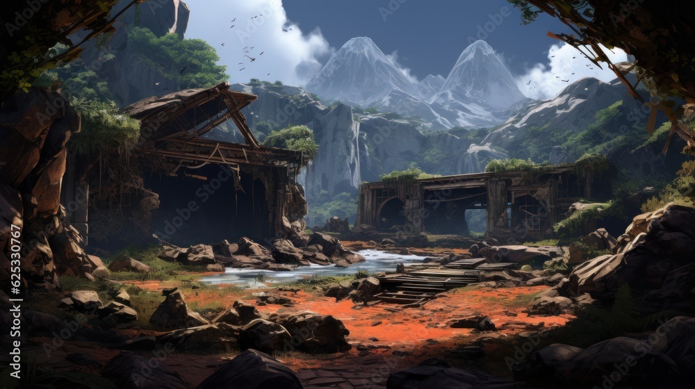 A climatic place with survival theme game art