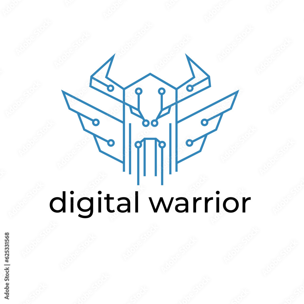 digital warrior simple vector illustration