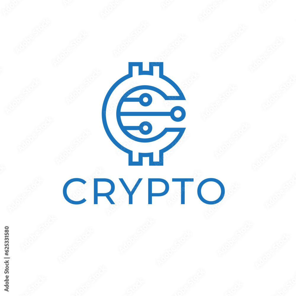 abstract crypto symbol letter c simple vector illustration