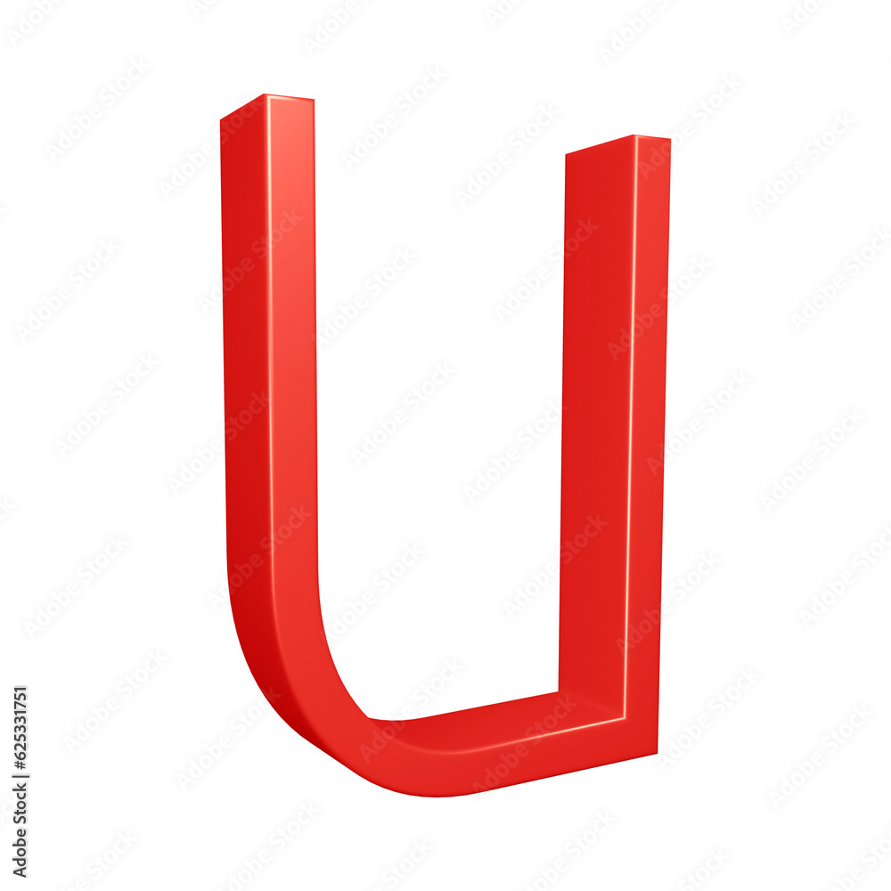 3D red alphabet letter u for education and text concept 3D red alphabet letter u for education and text concept