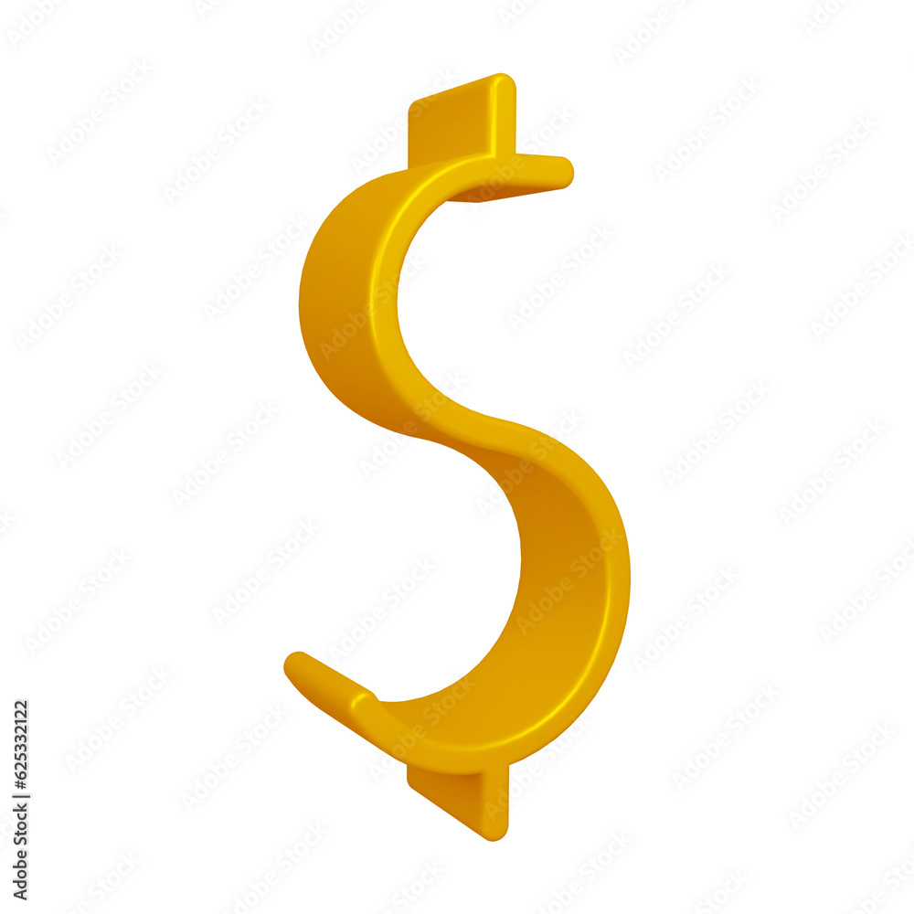 3D golden dollar symbol or icon design 3D golden dollar symbol or icon design