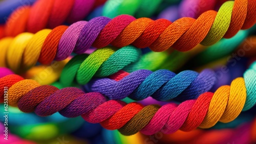 Colorful elastic bands or rope as a background. Close up. Macro.