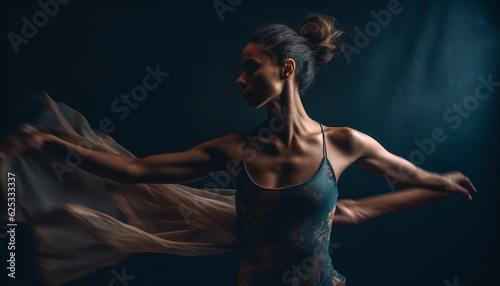 One beautiful woman  young and elegant  dancing with grace generated by AI