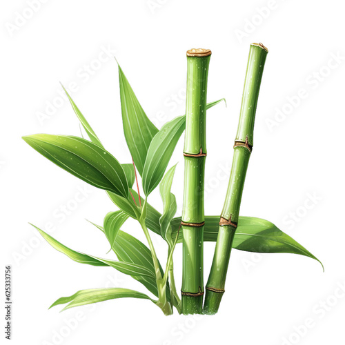 Fototapeta a vibrant green bamboo plant against a clean white background